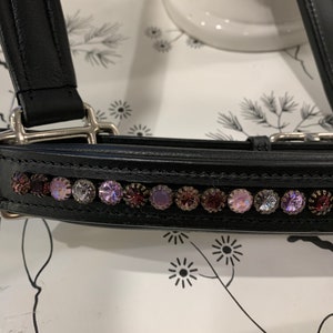 Black padded Buffalo leather halter with crystal bling