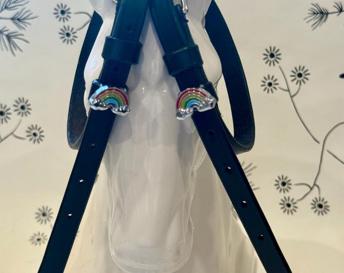 Black English Leather Rainbow Spur Straps