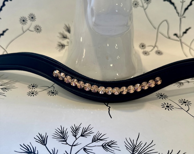 Black English Leather Crystal Browband