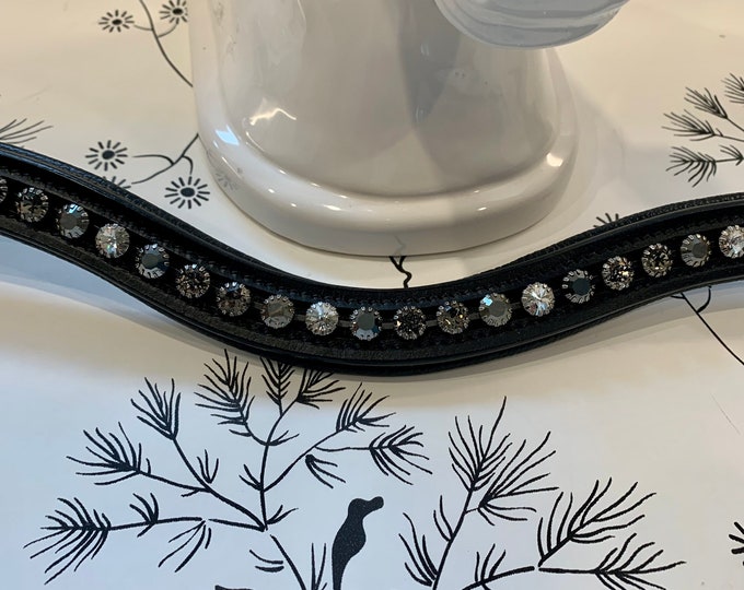 Black Patina Crystal Leather Browband