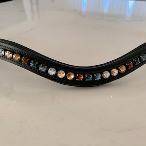 Braun und Blau Kristall Leder Stirnband