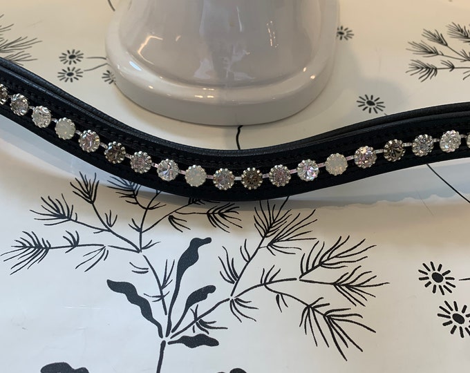 Neutral Colored Crystal Leather Browband