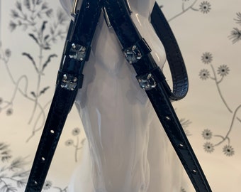 Patent Leather English Spur Straps with Crystals