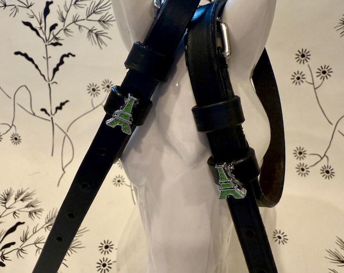 English Leather Spur Straps with Tower Charms