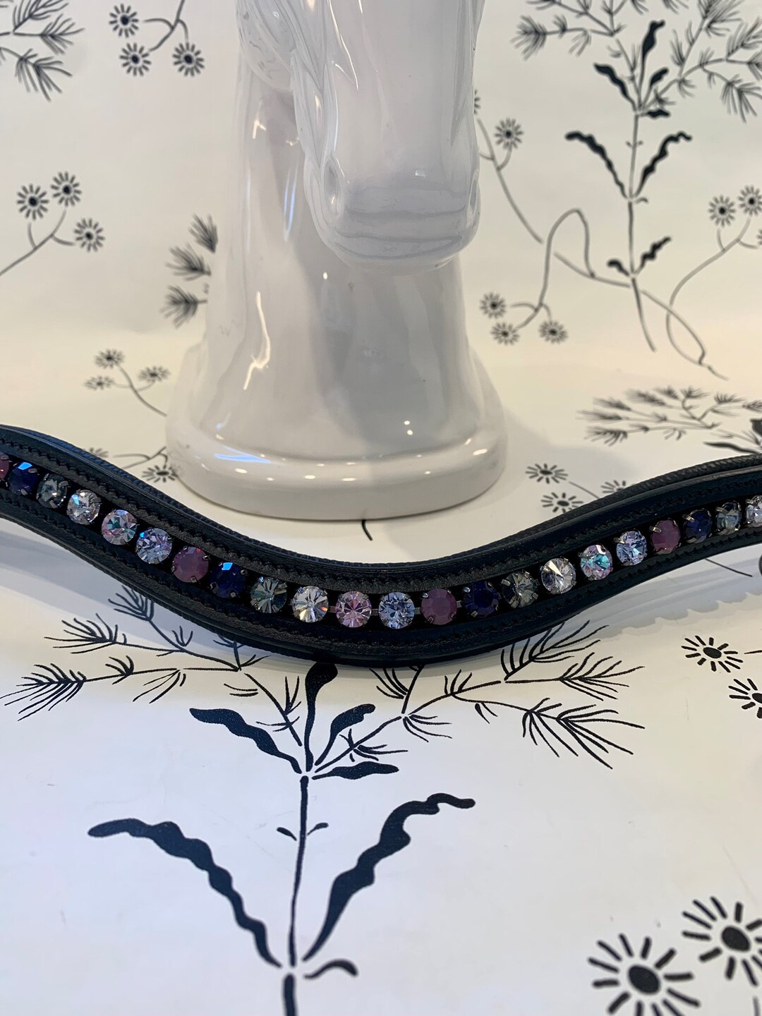 Frontale Per Cavallo Cristallo Argento – Browband Designer – Colore Nero/Marrone