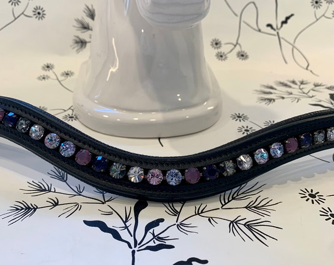 Purple and Grey Crystal Leather Browband