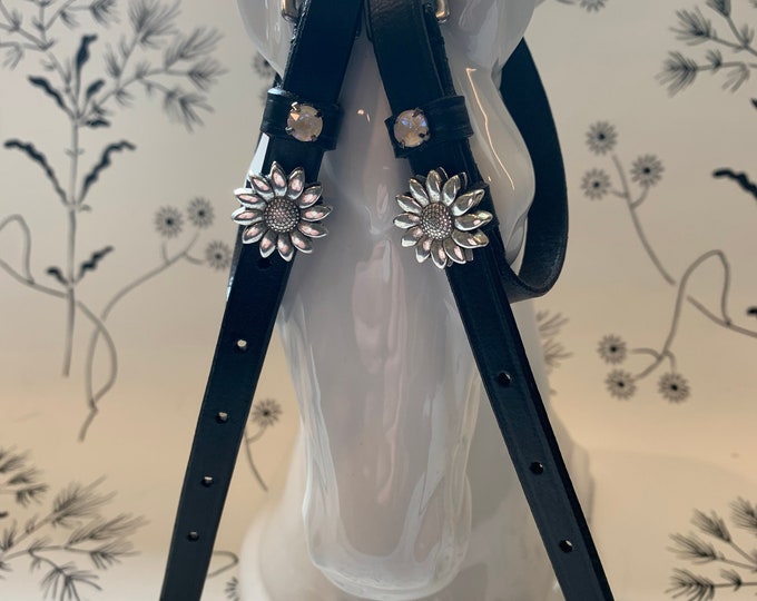Black English Leather Sunflower Spur Straps