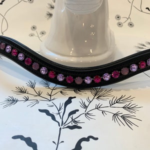 Fuchsia and Violet Crystal Leather Browband