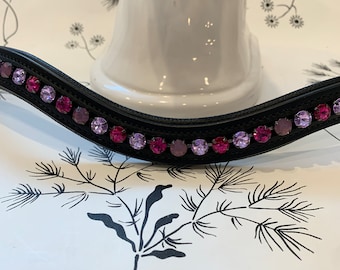 Fuchsia and Violet Crystal Leather Browband