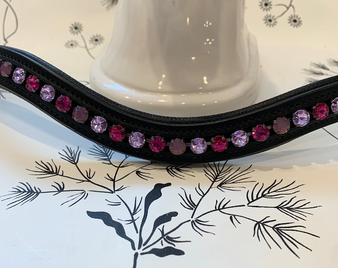Fuchsia and Violet Crystal Leather Browband