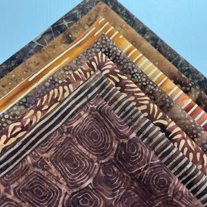 Batik Grounded Bali Batik Fat Quarter Bundle of 7 Brown Fat Quarters (FQ)