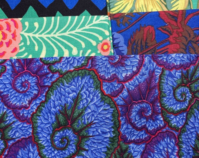 Kaffe Fassett Collective Retired Fat Quarters. Five Green and Purple FQ ...