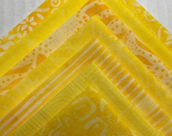 Batik Sunny Yellow Fat Quarter Bundle of 7 FQ