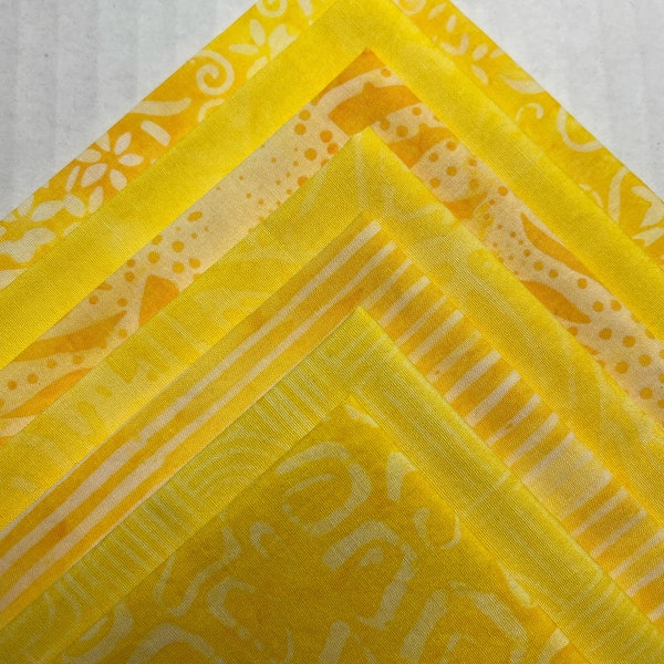 Batik Sunny Yellow Fat Quarter Bundle of 7 FQ