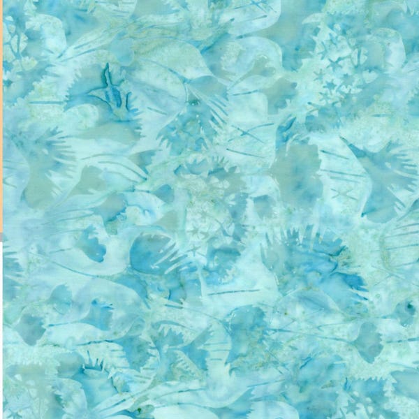 Batik Aqua Blue Leaf Shadow Tonga B3729 Aqua by Timeless Treasures. BTY or BTHY. Continuous yardage