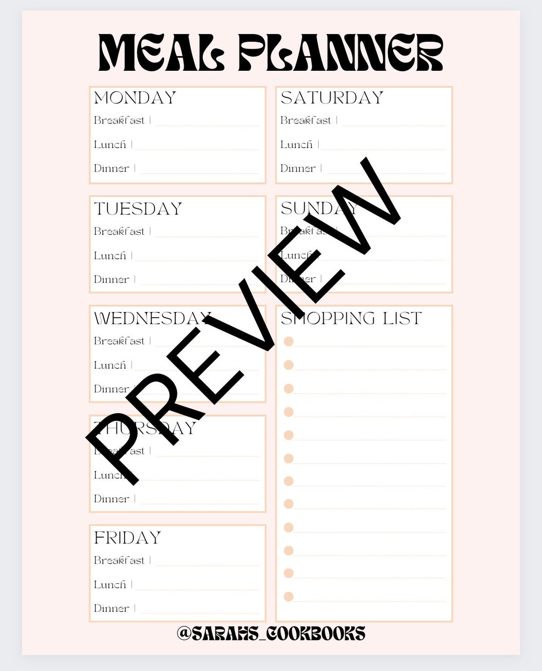 MEAL PLANNER Digital Printable - Etsy