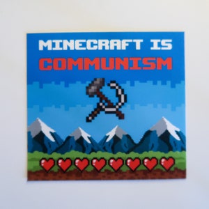 Minecraft is communisme glanzende vinyl grappige linkse sticker