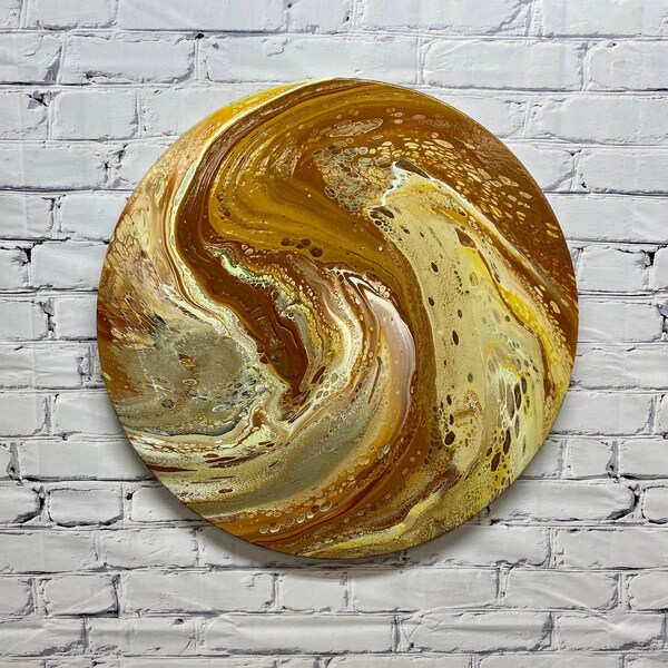 Abstract, one of a kind, acrylic fluid wall art, 24inch round canvas painting