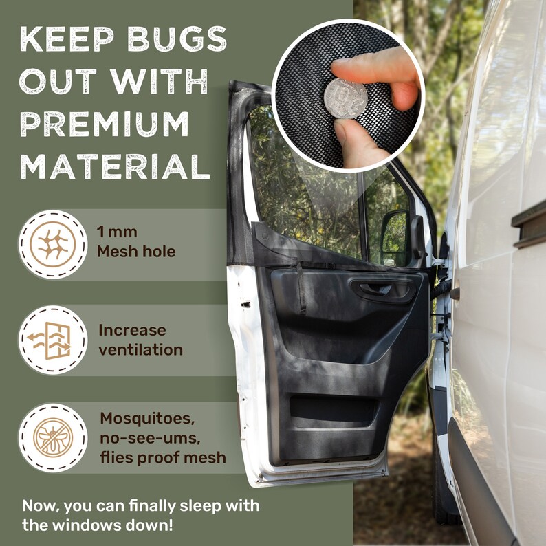 Bug Screen for Front Doors pair, Universal Size for Sprinter