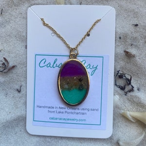 Mardi Gras Statement Necklace | New Orleans | Lake Pontchartrain | Purple, Green, and Gold Necklace