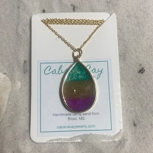 Mardi Gras Statement Necklace | New Orleans | Lake Pontchartrain | Purple, Green, and Gold Necklace | Teardrop Necklace