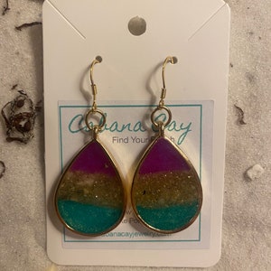 Mardi Gras Statement Earrings | New Orleans | Lake Pontchartrain | Mardi Gras Teardrop Earrings | Biloxi Mardi Gras