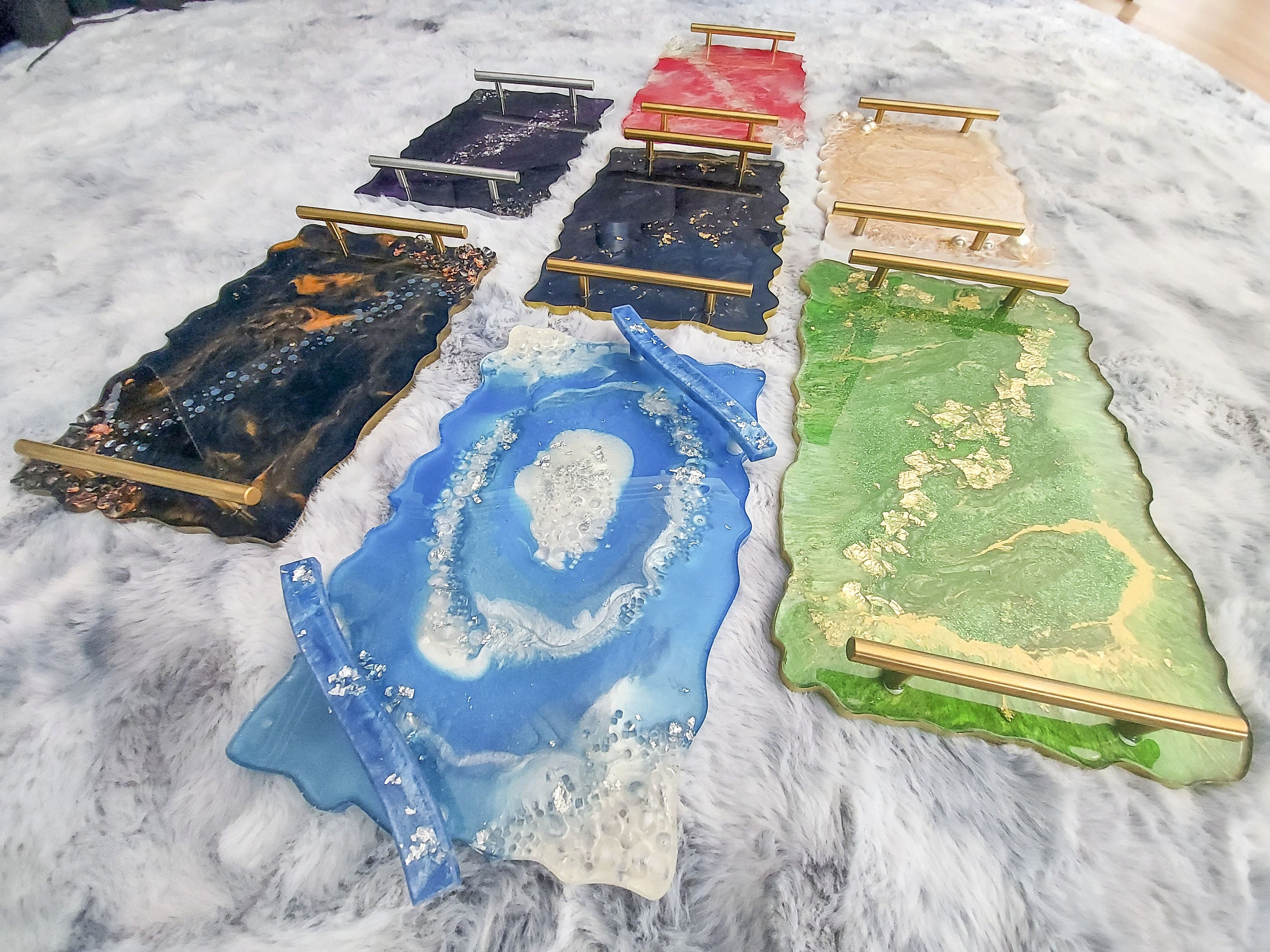 Epoxy Resin Trays with coasters to order Etsy