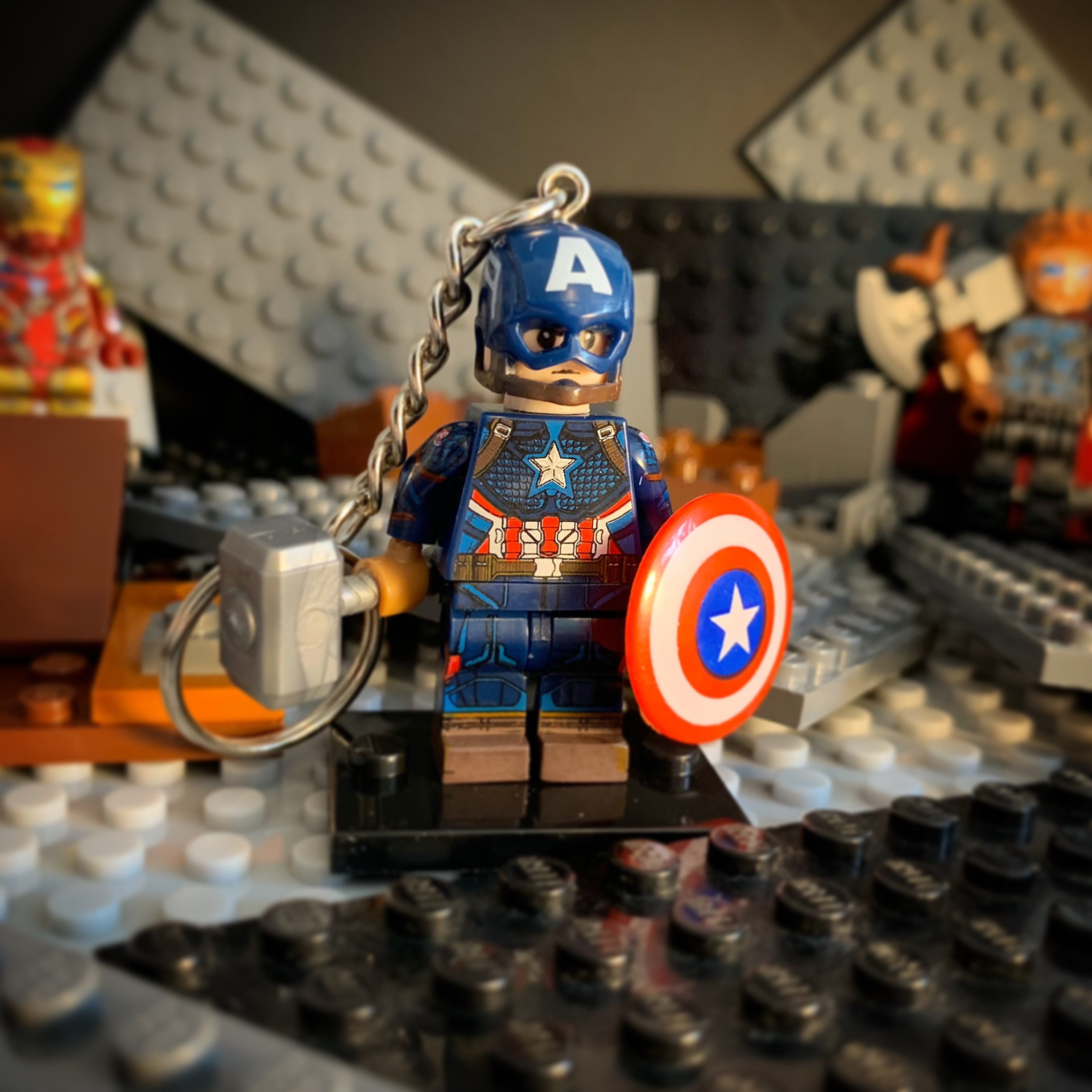Captain america sale lego keychain