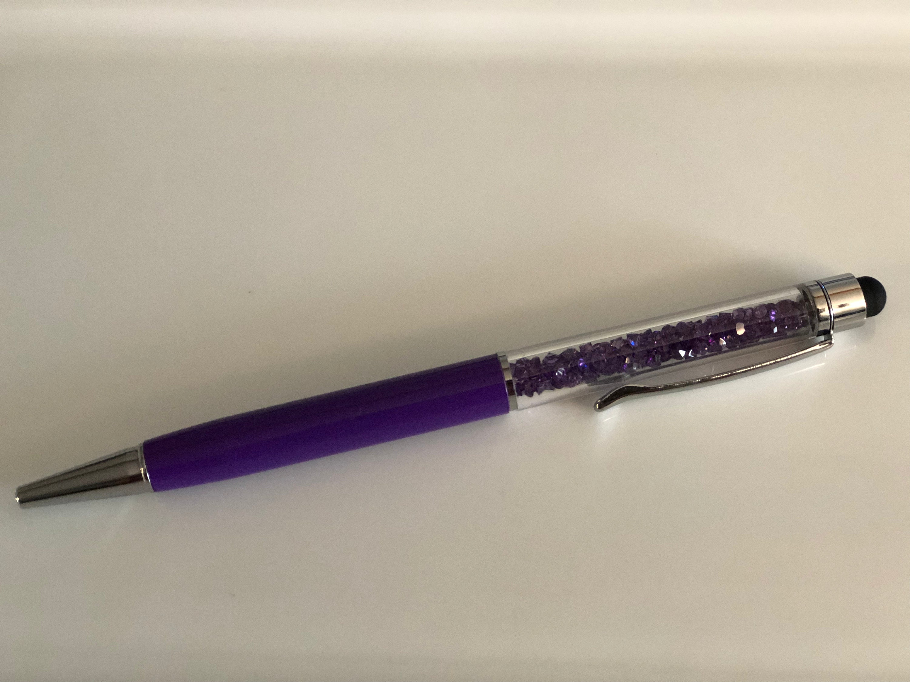 0579 CORNWALL CRYSTAL BAND HIGH QUALITY BALL POINT PEN IN PURPLE BY SEA GEMS 