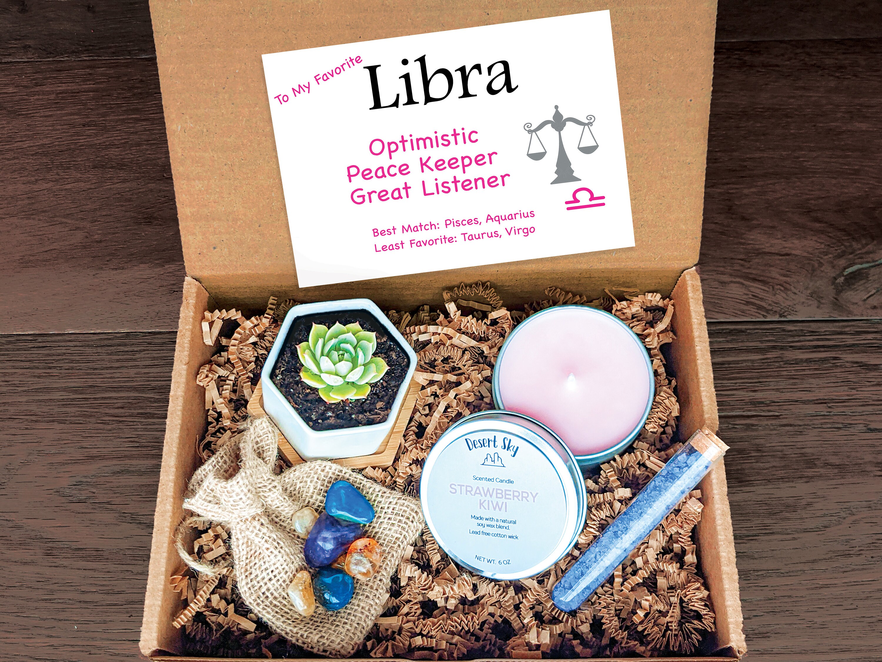 MY FAVORITE LIBRA. Zodiac Gift Box. Natural Succulent and Etsy