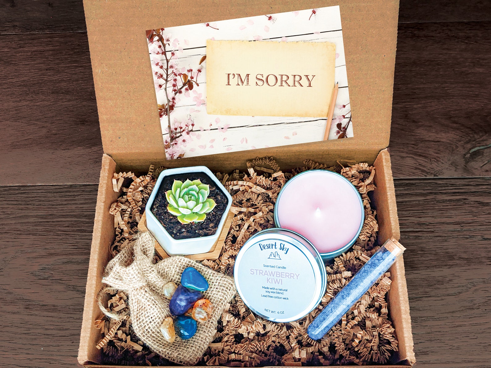 I'M SORRY. Sorry Gift Box Natural Succulent and Candle Etsy