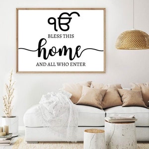 Ek Onkar Bless This Home And All Who Enter Wall Art Print, Sikh Wall Art, Punjabi Home Decor