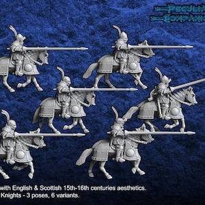 15th-16th Century English Mounted Knights Squad x6 Miniatures