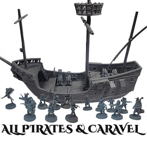 Ship for TTRPG | Rum & Razing | Epic Playable Caravel | 28mm Scale | Highly Detailed Miniatures