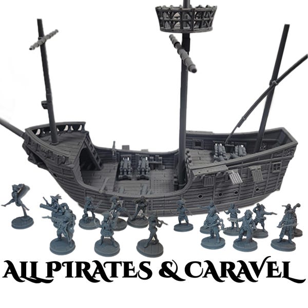 Ship for TTRPG | Rum & Razing | Epic Playable Caravel | 28mm Scale | Highly Detailed Miniatures