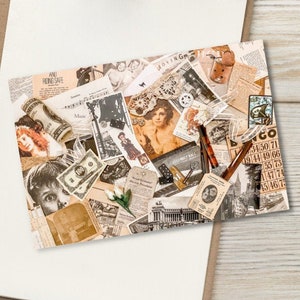 Cartão postal de fotografia original | Cartão postal de objetos efêmeros vintage do velho mundo | Arte em miniatura 4x6 | Arte efêmera vintage | Cartão postal de scrapbooking