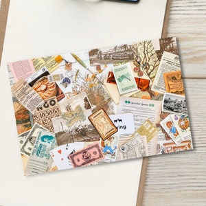 Cartão postal de fotografia original | Cartão postal de efêmera vintage Phesant | Arte em miniatura 4x6 | Arte de efêmera vintage | Cartão postal de scrapbooking