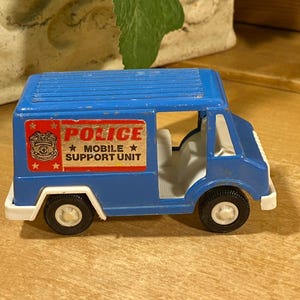 Vintage Die Cast Toy Van | Blue Van | Police Mobile Support Unit | TootsieToy | 1970 | Collectible Die Cast Toy Car | Vintage Toy Car