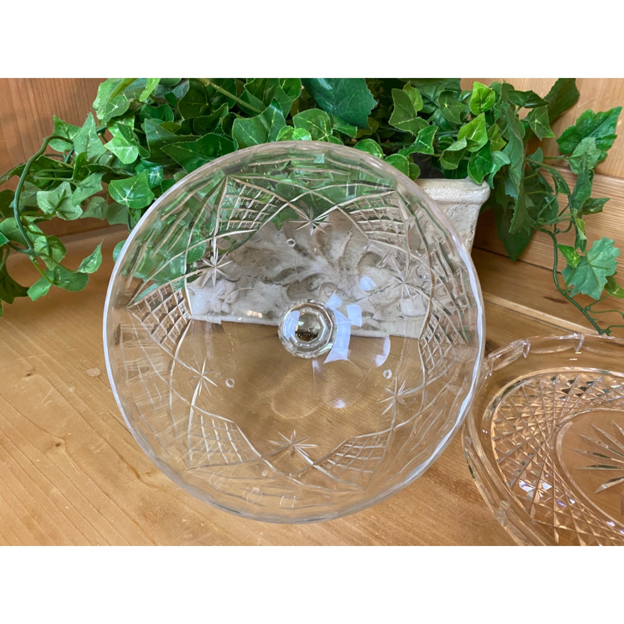 Vintage Cut Crystal Serving Dome | Cut Crystal Cloche 