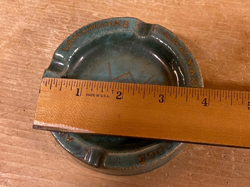 Vintage Masonic Lodge Pottery Ashtray | FA M 319 Ancient Landmarks | Free & Accepted Masons of Indiana | Lodge 319 | Freemasons | MCM Decor image 3