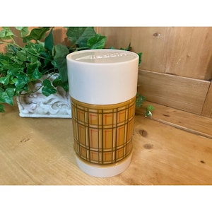Vintage Gold Plaid Aladdin Wide Mouth Thermos | Best Buy Made | MCM | Retro Insulated Thermos Cup and Stopper | Hot or Cold | Soup | Coffee