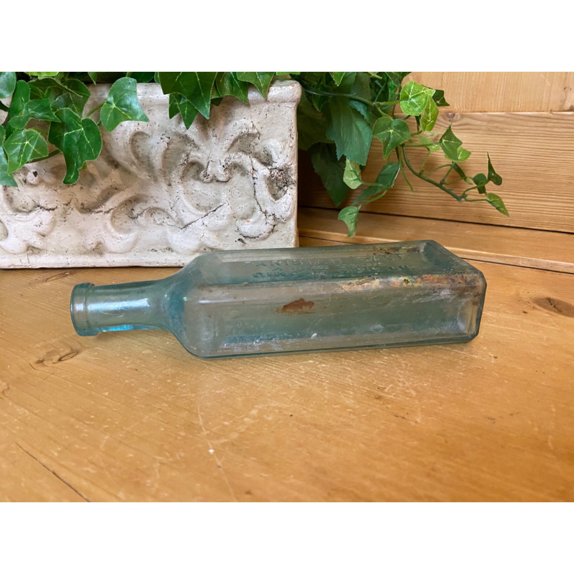 Vintage Blue Tint Glass Bottle | Parisian Sage - A Hair Tonic