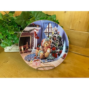 Vintage Cherished Teddies Plate | Happy Holidays, Friend | Christmas Teddy Bear Plate | Vintage Wall Decor | Collectible Bear Plate