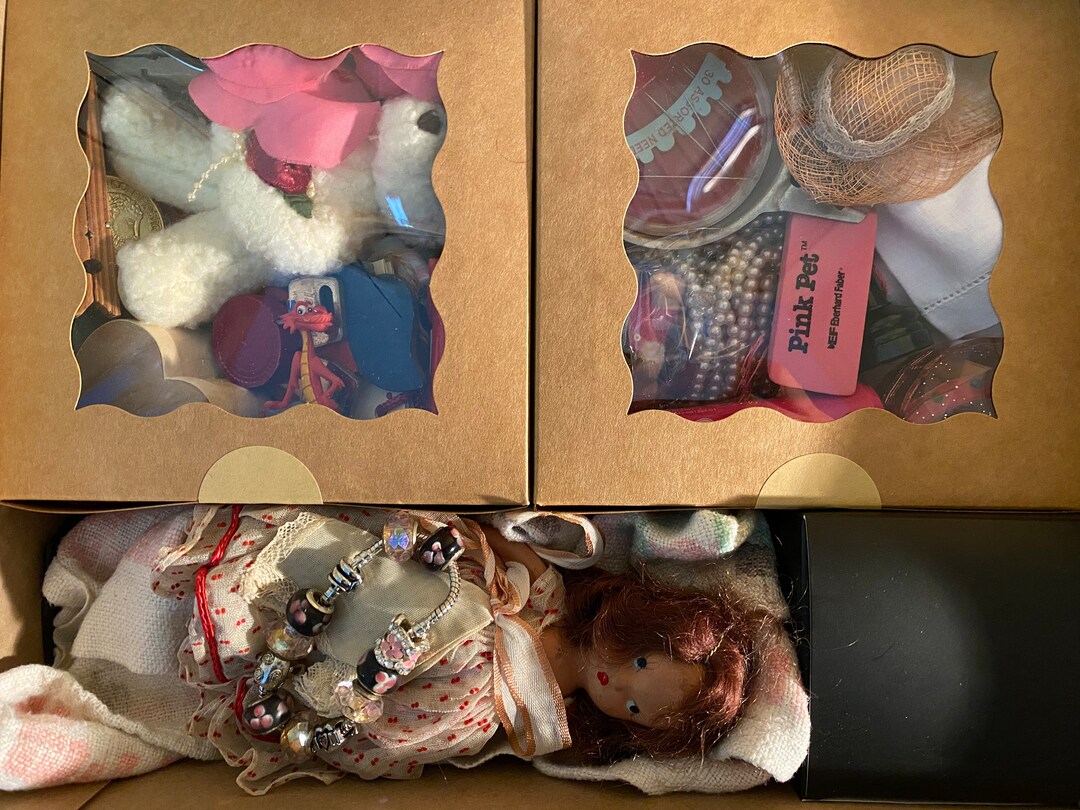Vintage Doll Kit Junk Drawer Treasure Box Mixed Media DIY Assemblage