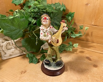Vintage Ceramic Pucci Clown Figurine | Arnart | 1984 | Hobo Clown Playing A Mandolin | Midcentury Modern Shelf Decor | Circus Collectible