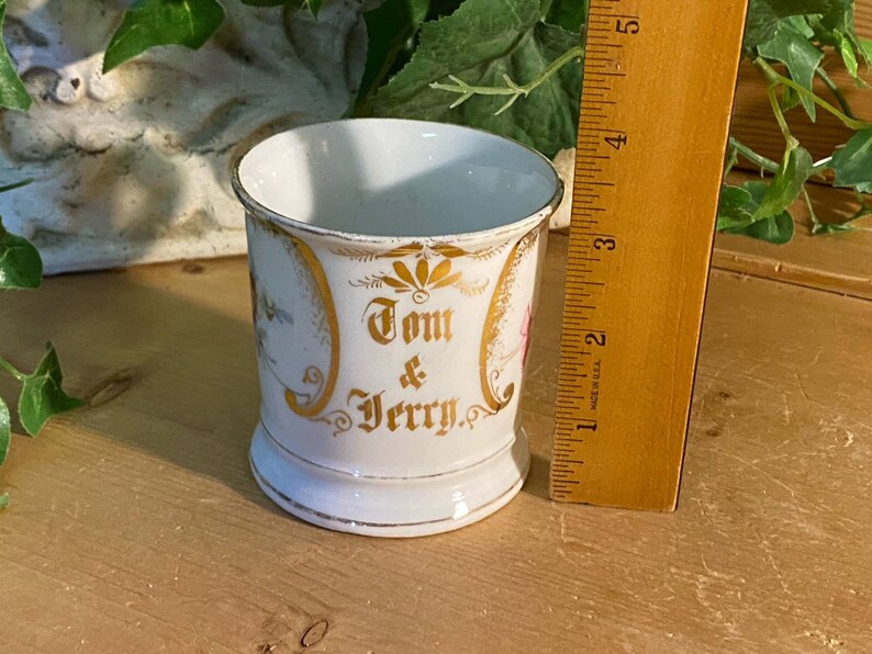 Tom and Jerry Floral Federal Cup | 11132 | Tom and Jerry White Mustache Mug with Gold Trim | Victorian Table Decor | Shabby Chic Decor image 8