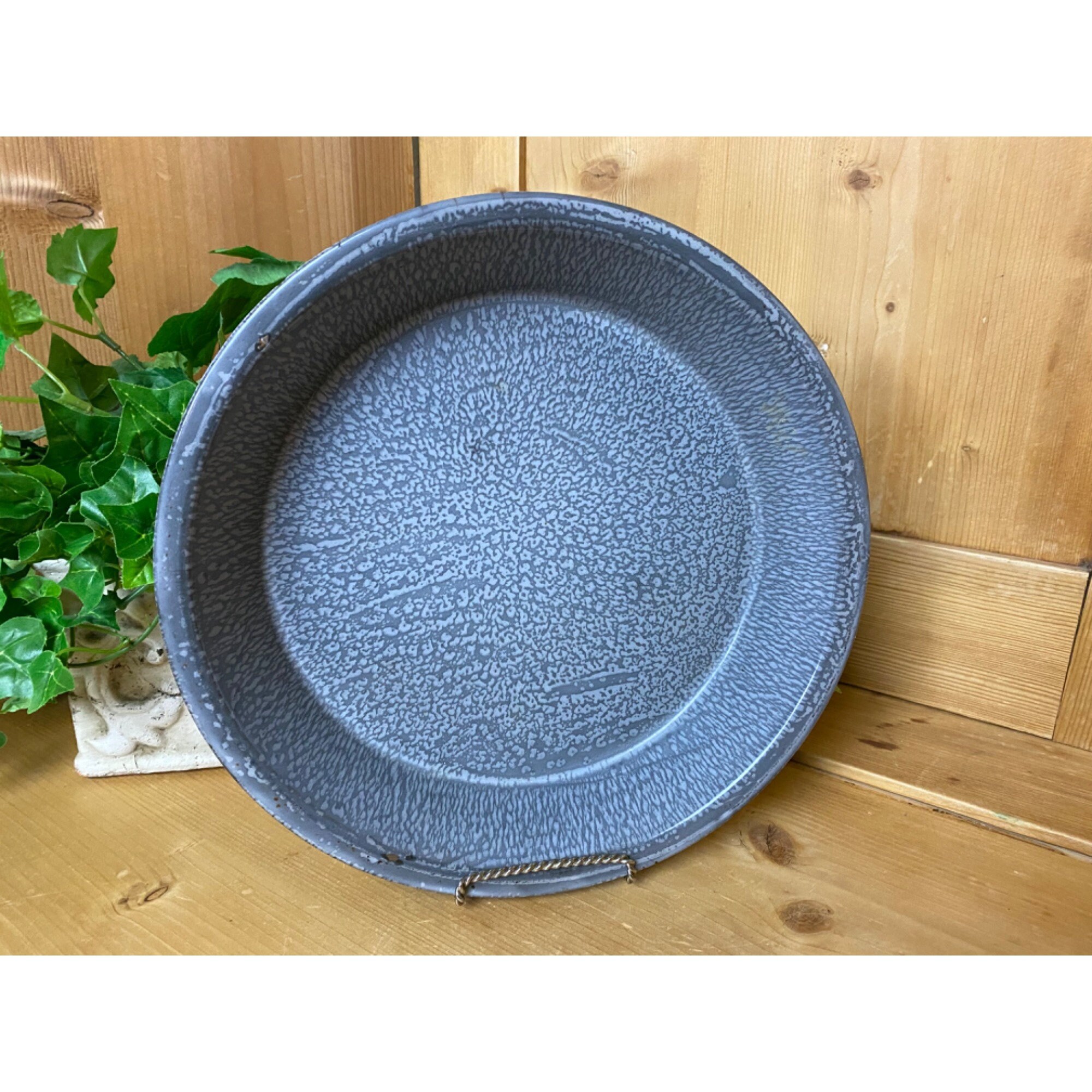 Vintage Enamel Pie Pan Gray Pie Plate Farmhouse Decor Etsy