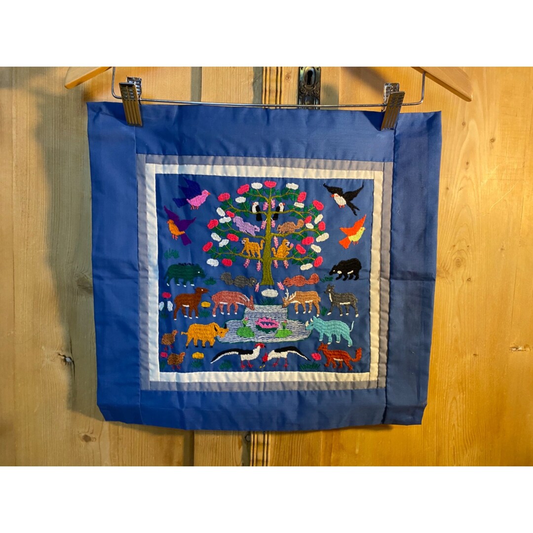 Vintage Hmong Handembroidered Fabric Panel Blue Fabric Etsy