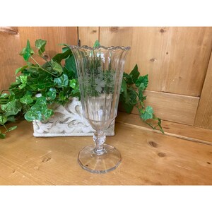 Vintage Clear Glass Etched Vine and Grapes Vase | EAPG | Victorian | Vintage Shelf Decor | Flower Vase