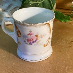 Tom and Jerry Floral Federal Cup | 11132 | Tom and Jerry White Mustache Mug with Gold Trim | Victorian Table Decor | Shabby Chic Decor image 3